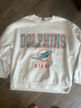 Miami Dolphins White Crewneck Sweatshirt
